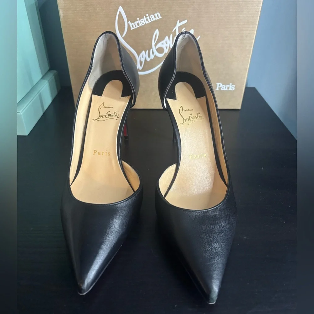 Christian Louboutin Black Leather Heels - Picture 1 of 7